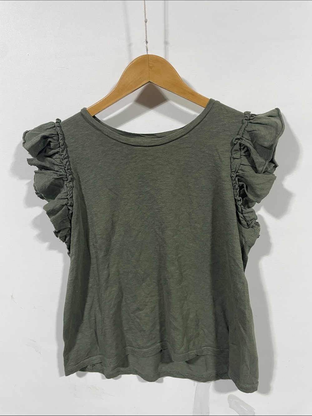 Industry republic clothing Ruffle Sleeve Tank Top - Olive Green
